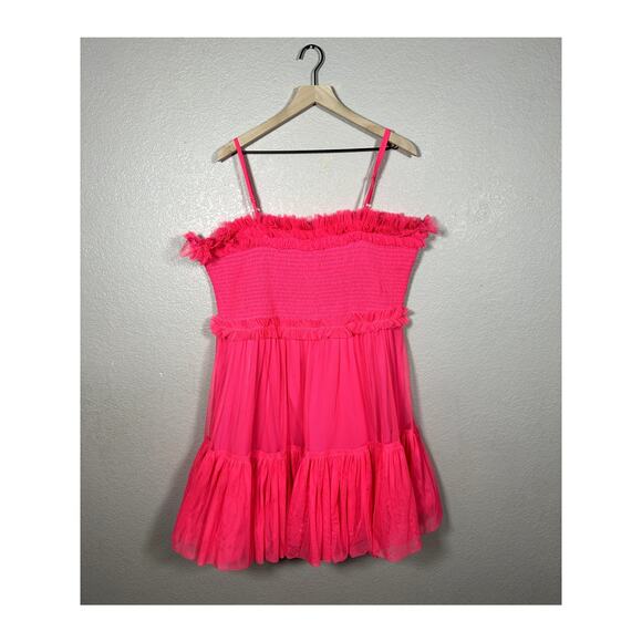 Lace & Beads Dresses & Skirts - Pink Mini Dress with Ruffled Tulle Skirt